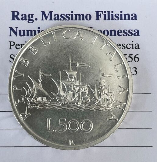 NL* ITALIA 500 Lire Argento 3 Caravelle 1998 FIOR DI CONIO FDC con lustro