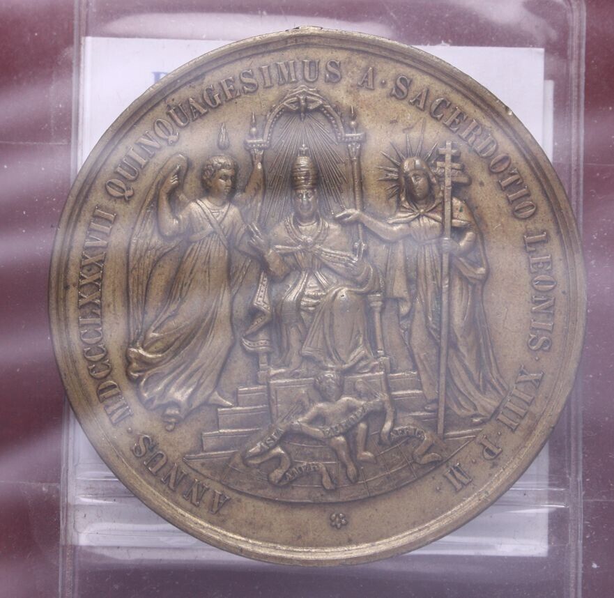 NL* ROMA PAPA LEONE XIII Medaglia BRONZO 1887 ANNO SACERDOTALE