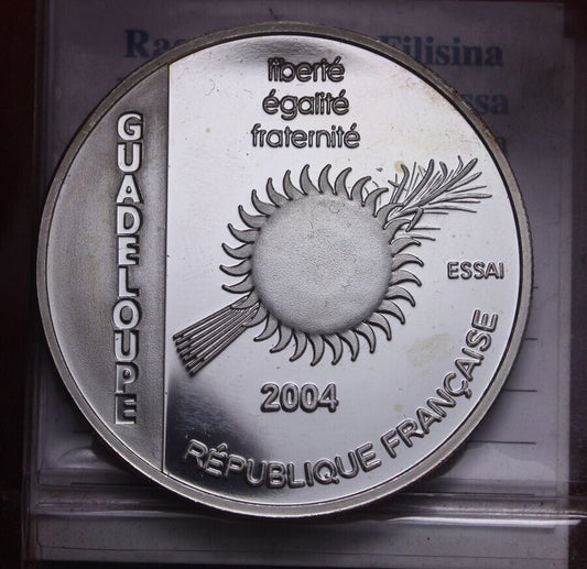 NL* GUADALUPE 2004 1 1/2 EURO ARGENTO Silver ESSAI PROVA PROOF CAMEO rara