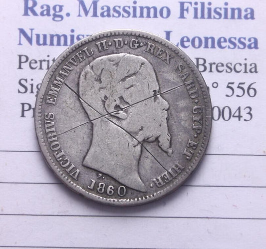 NL* VEII SAVOIA SARDEGNA 1 Lira ARGENTO 1860 MILANO NON COMUNE NC