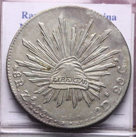 NL* MEXICO MESSICO 8 REALES ARGENTO SILVER 1884 ZACATECAS eccellente conservaz