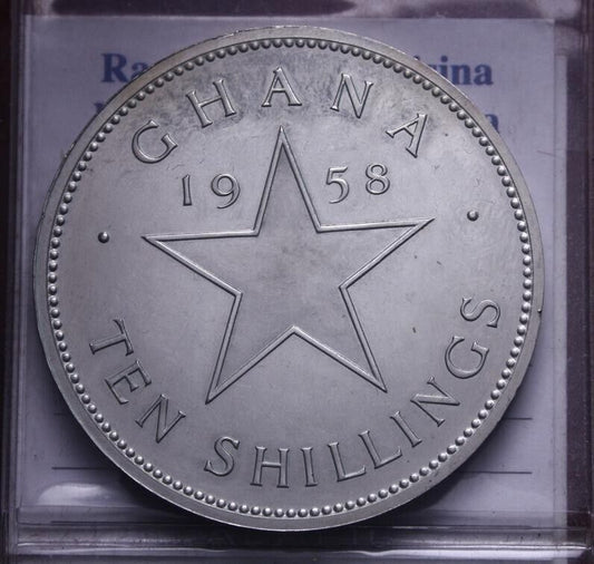 NL* GHANA 10 SHILLINGS ARGENTO SILVER 1958 Kwame Nkrumah RARA