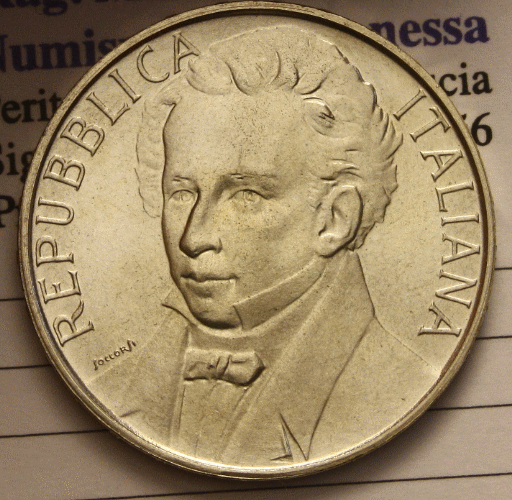 NL* ITALIA 500 Lire Argento 1987 GIACOMO LEOPARDI FDC Fior di Conio