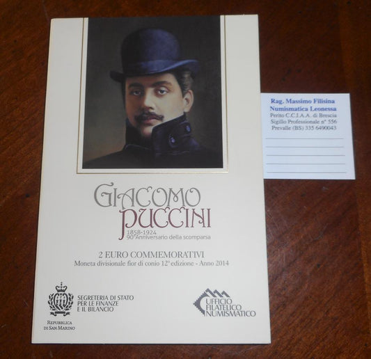 NL* SAN MARINO 2 Euro 2014 GIACOMO PUCCINI FDC set zecca perfetto