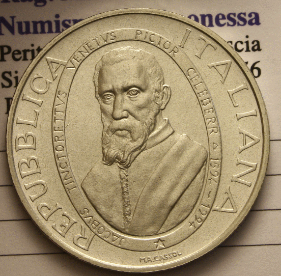 NL* ITALIA 1000 Lire Argento 1994 IL TINTORETTO Fior di Conio