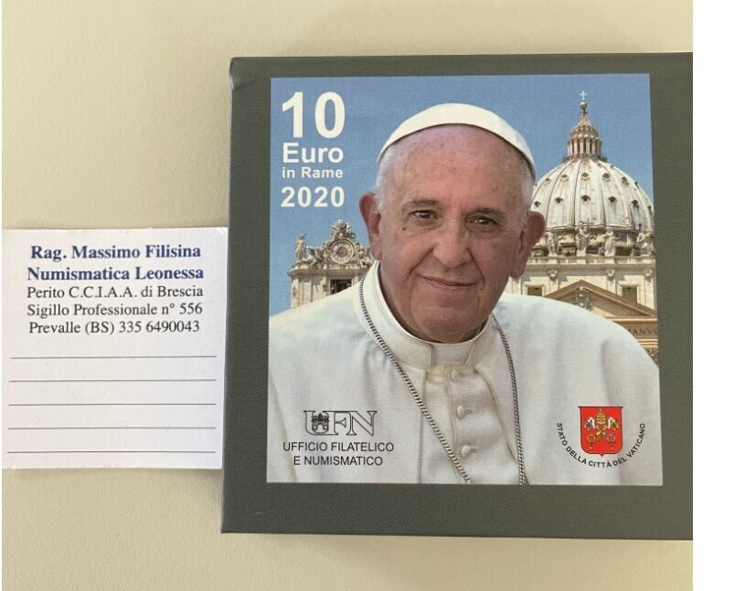 NL* VATICANO PAPA FRANCESCO 10 EURO RAME 2020 ARTE E FEDE La Pietà FDC SET