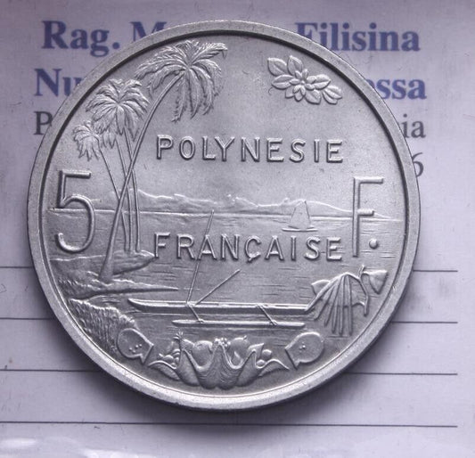 NL* POLINESIA POLYNESIE FRANCAISE 5 FRANCS 1965 superba conservazione