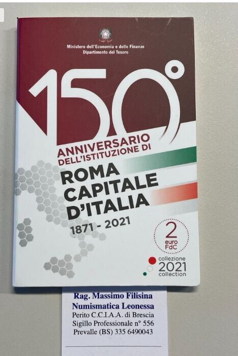 NL* ITALIA 2 EURO 2021 ROMA CAPITALE D'ITALIA FDC set zecca perfetto