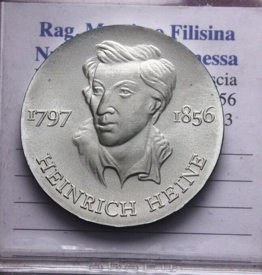 NL* D.D.R.  EST GERMANY 10 DM SILVER 1972 HEINRICH HEINE FDC - Unc