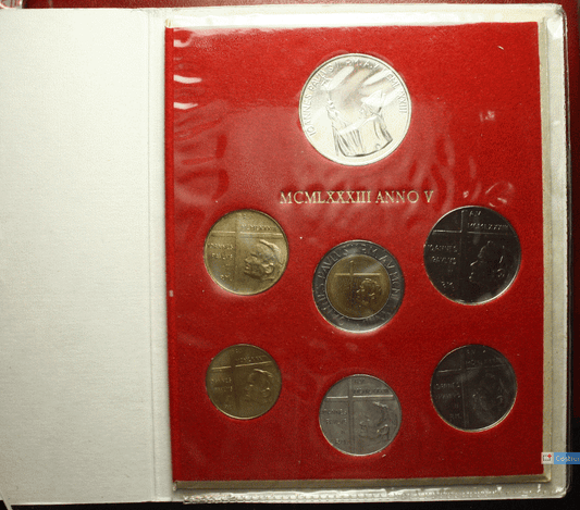 NL* VATICANO GIOVANNI PAOLO II Divisionale 1983 V 7 valori con 1000 Lire Argento