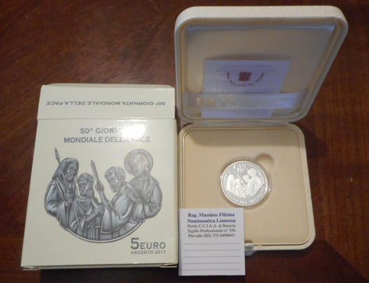 NL*VATICANO FRANCESCO 5 Euro Argento 2017 GIORNATA MONDIALE DELLA PACE PROOF SET