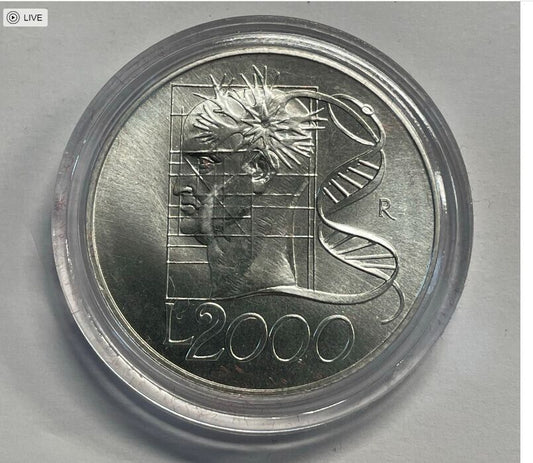 NL* ITALIA VERSO IL 2000 2000 LIRE ARGENTO 1998 UOMO TERRA  FDC oblò protettivo