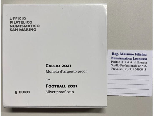 NL* SAN MARINO 5 EURO Argento 2021 CALCIO FOOTBALL 2021 PROOF  set zecca