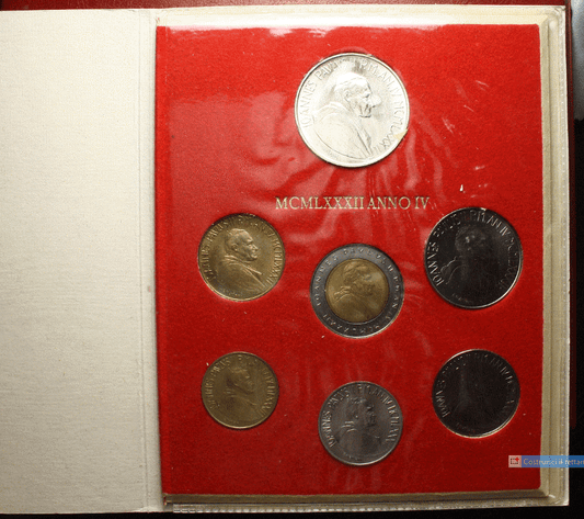 NL* VATICANO GIOVANNI PAOLO II Divisionale 1982 IV 6 valori + 1000 Lire Argento