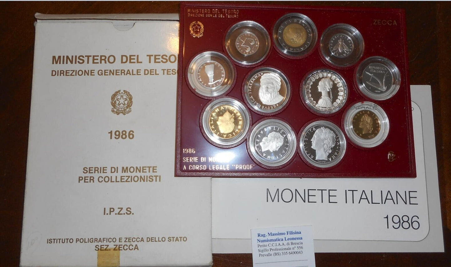 NL*ITALIA Divisionale 1986 500 e 1000 Lire ARGENTO DONATELLO PROOF SET ZECCA