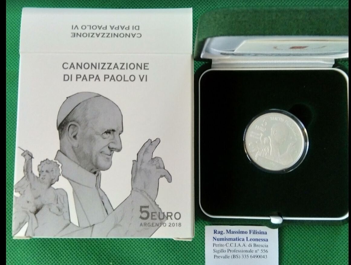 NL*VATICANO FRANCESCO 5 Euro Argento 2018 CANONIZZAZIONE PAPA PAOLO VI PROOF SET