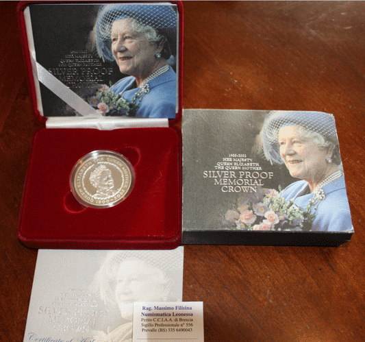 NL*INGHILTERRA Elisabetta II 5 POUND SILVER Memorial Crown 2000 PROOF Royal Mint