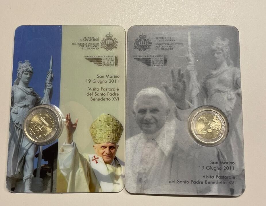 NL* SAN MARINO 2 Euro 2011 VISITA PASTORALE PAPA BENEDETTO XVI FDC blister zecca