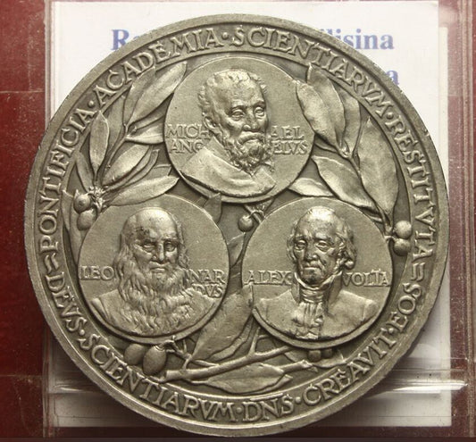 NL* ROMA PAPA PIO XI Medaglia Argento 1937 XVI Busti Michelangelo Leonardo Volta