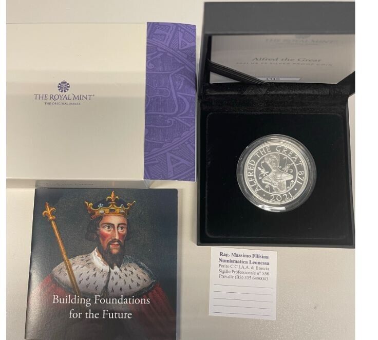 NL* GB ELISABETTA II 5 POUND 2021 SILVER PROOF ALFRED THE GREAT Box set Proof