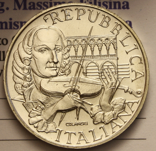 NL* ITALIA 500 Lire Argento 1991 ANTONIO VIVALDI FDC Fior di Conio