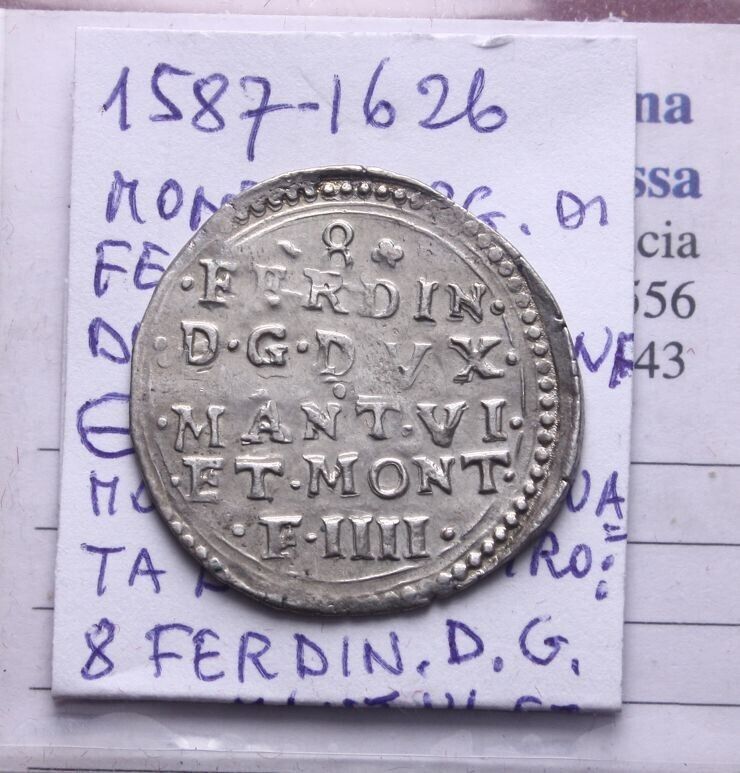 NL* MANTOVA FERDINANDO DUCA 8 SOLDI ARGENTO 1615 1626 Sole che ride e scritta