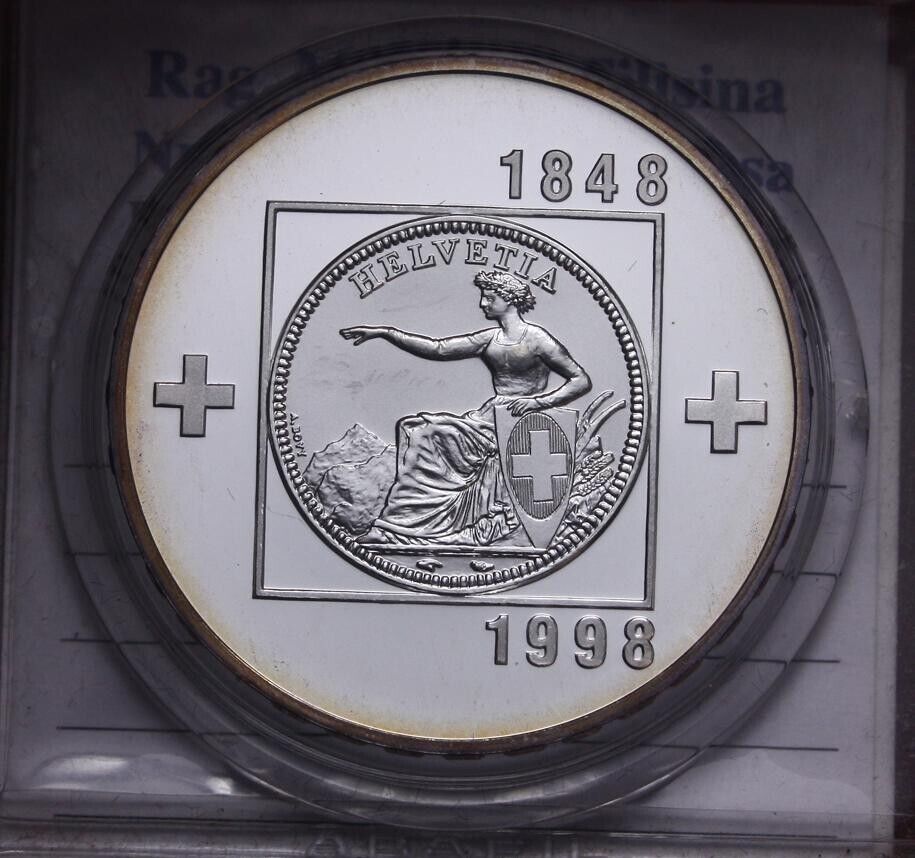 NL*SVIZZERA CONFEDERAZIONE 20 Franchi Argento 1998 HELVETIA 1848-1998 PROOF Oblò