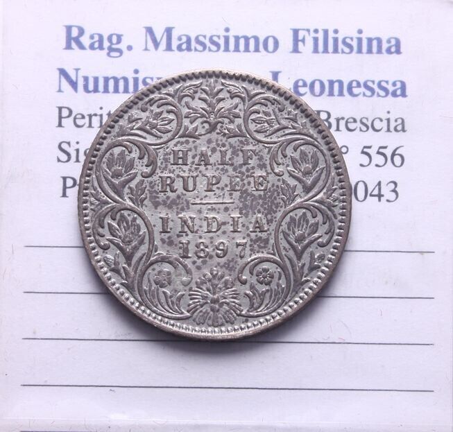 NL* INDIA REGINA VITTORIA HALF RUPEE Argento 1897